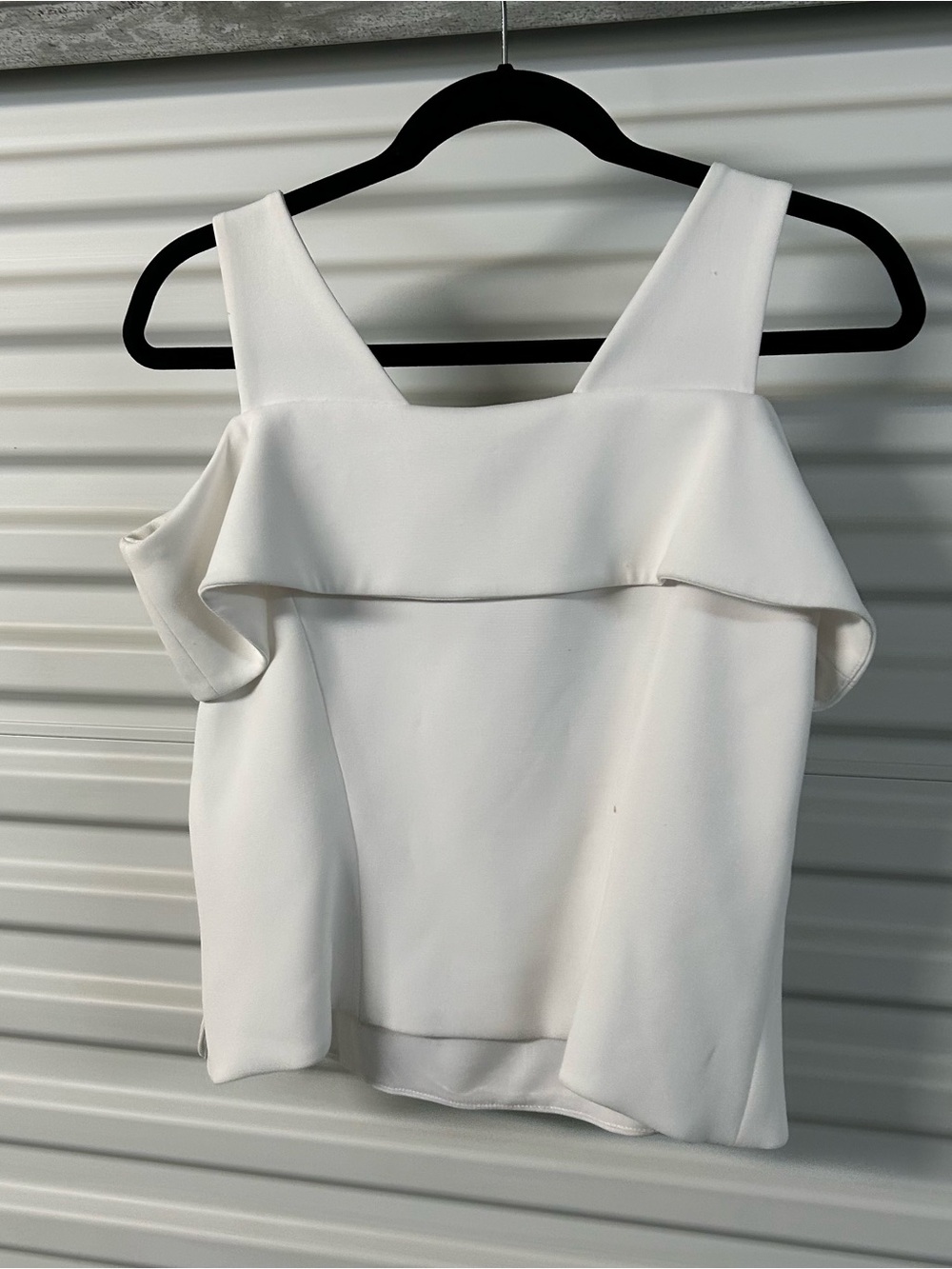 White Cold-Shoulder Ruffle Camisole - Picture 8 of 11